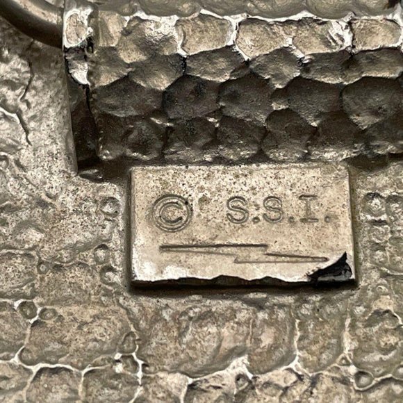 Men's Smooth Western Horse Rider Fighter Silver - Tone Stone Chip Belt Buckle - Picture 4 of 4